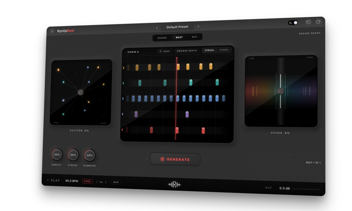 RysUpBeat instrument interface for slicing and playing audio chops