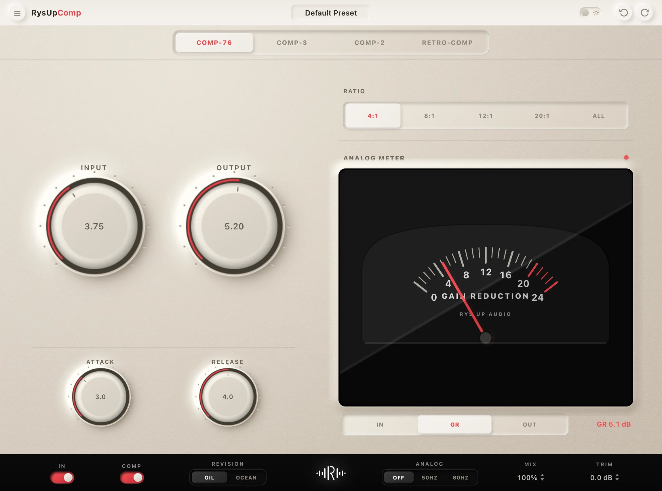 RysUpComp plugin UI