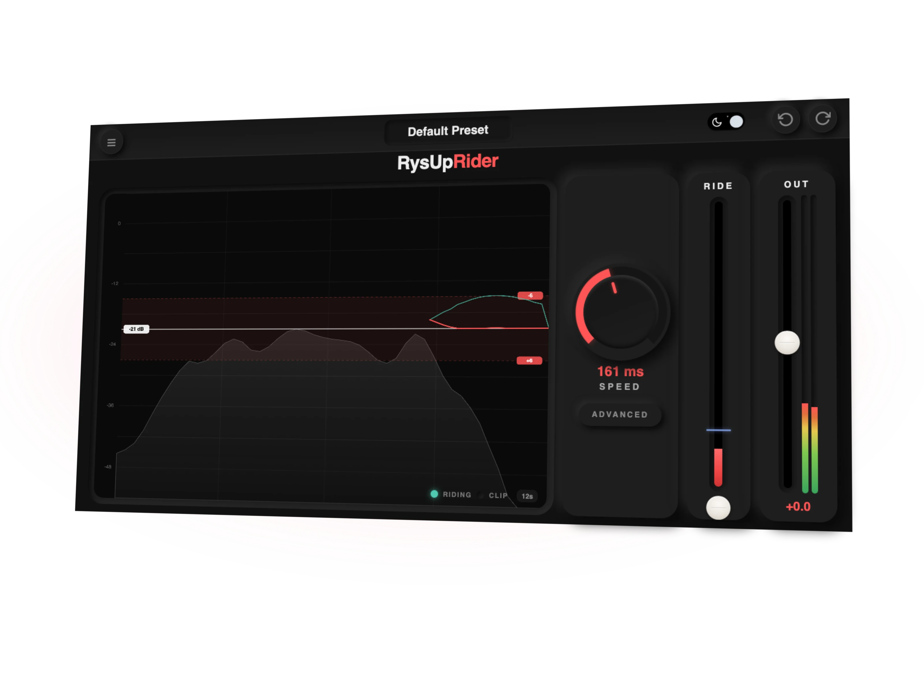RysUpRider target range speed sensitivity spill and detector controls