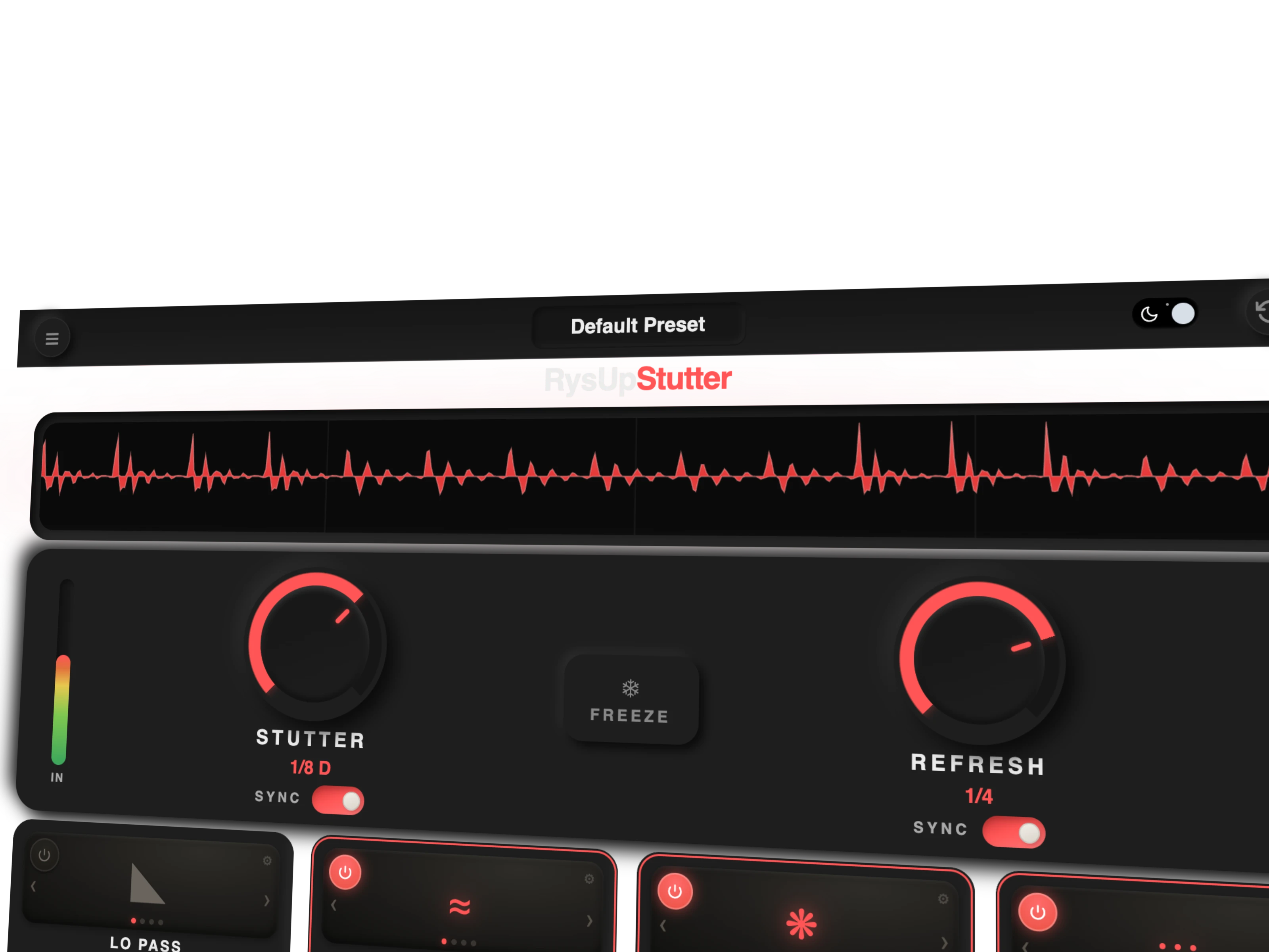 RysUpStutter real output waveform showing repeated audio slices