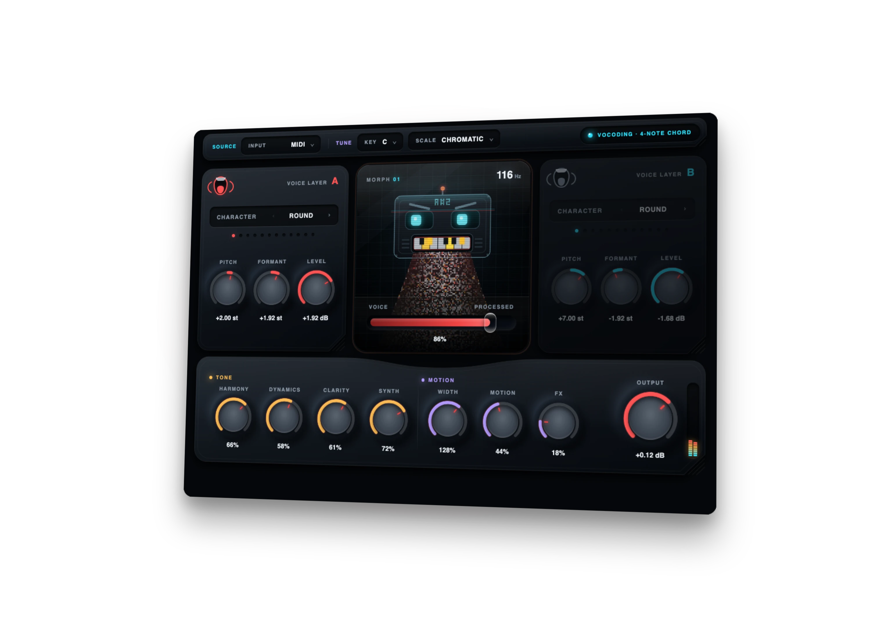 RysUpVocoder two layer vocal vocoder plugin interface
