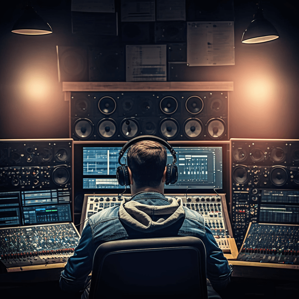 man working on music