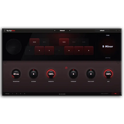 Software interface for audio processing with control knobs and labels on a dark background
