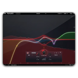 Music equalizer software interface with colorful waveforms on a black background